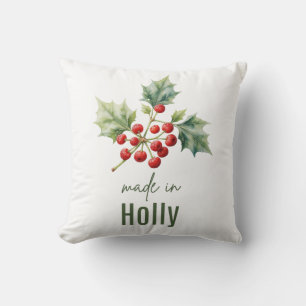 Coussin Décembre Houx Fleur de Naissance Flat Merci