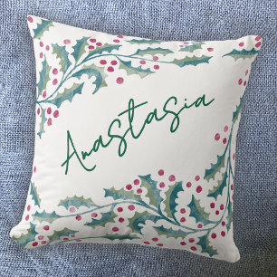 Coussin Décembre Mois de Naissance Houx Personnalisé