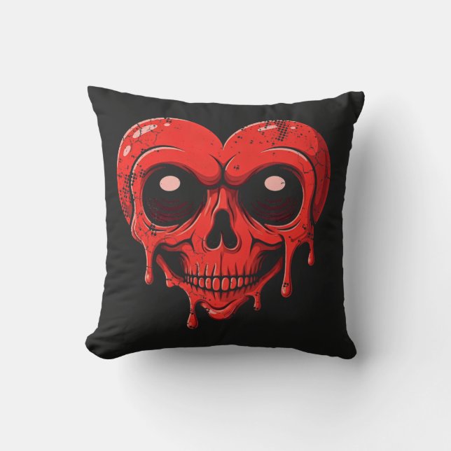 Coussin Déchirer le crâne du coeur - Saint-Valentin gothiq (Recto)