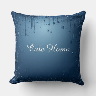Coussin Déco Maison Nom Personnalisé Bleu Confortable