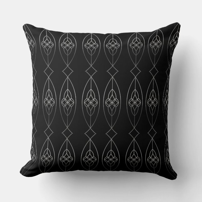 Coussin Déco Noir Et Argent (Recto)