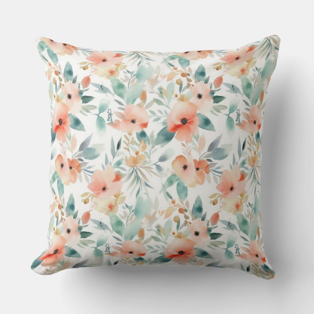 Coussin Décor à fleurs d'aquarelle (Recto)