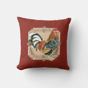 Coussin Décor à la maison antique vintage de coqs franç