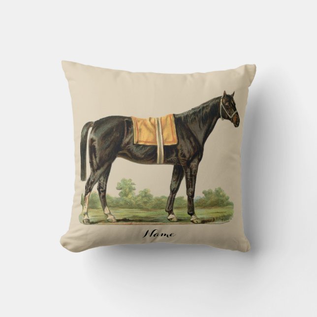 Coussin Décor Art Cheval Brown foncé Personnalisé (Recto)