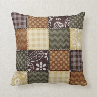 Coussin Décor beige, Brown foncé et vert olive