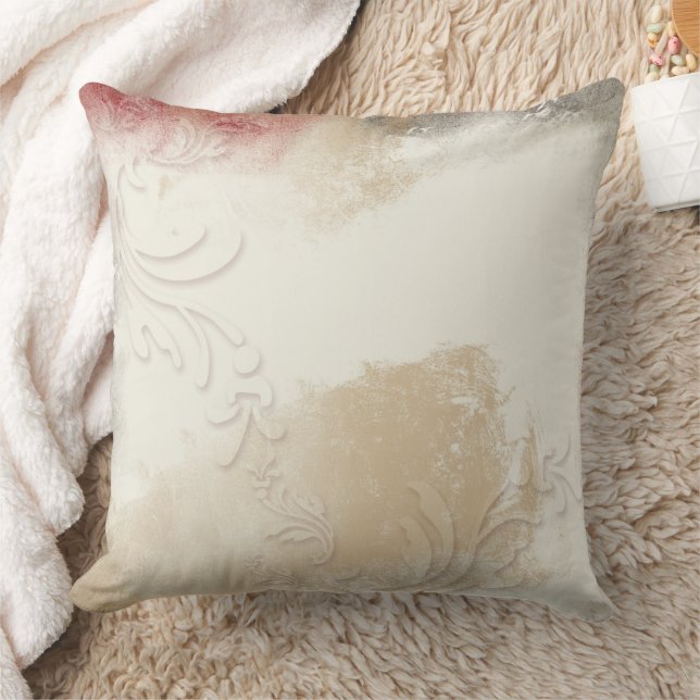 Coussin Décor Crème Abstraite Tan Rouge (Couverture)