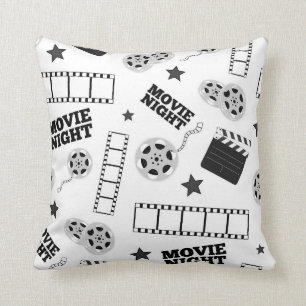 Coussin décor de carrelage blanc de mignon film noir