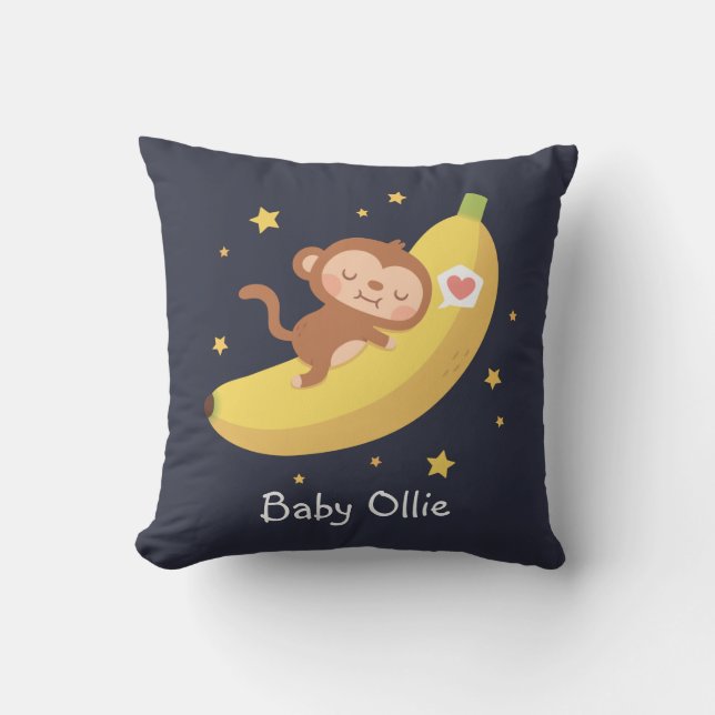 Coussin Décor de chambre d'enfant mignon singe serrant une (Recto)