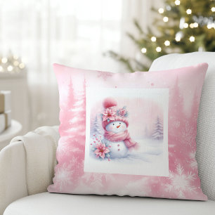 Coussin Décor de chambre d'enfants avec bonhomme de neige 