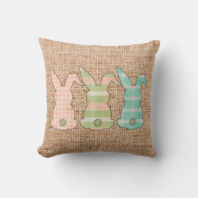 Coussin Décor de la maison lapin de Pâques (Recto)