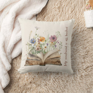 Coussin Décor de lecture confortable avec Ouvert Livre & J