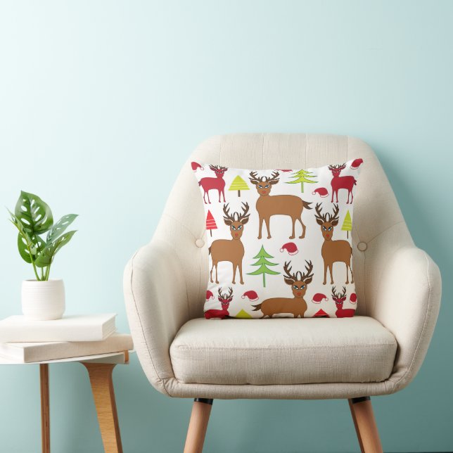 Coussin Décor de Noël de cerfs Noël (Chaise)