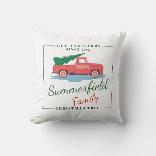 Coussin Décor de Noël familial (Recto)