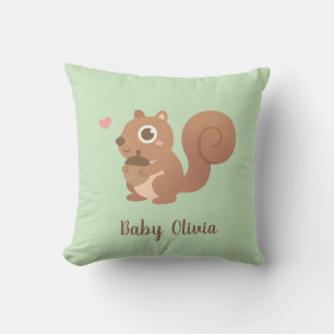 Coussin Décor de nurserie pour bébé écureuil mignon aime l