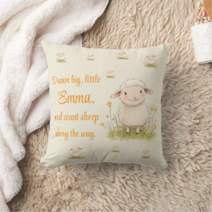 Coussin Décor de pépinière personnalisé, Mignons moutons, 