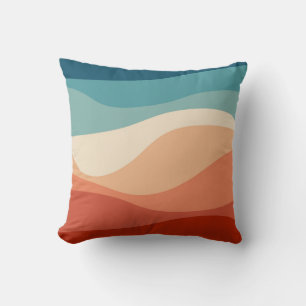 Coussin Décor des vagues de style rétro coloré