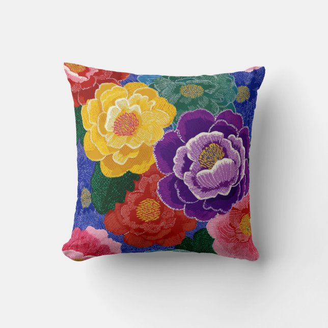 Coussin Décor d'oreiller fleuri coloré (Recto)