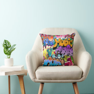Coussin Décor d'une maison de graffiti rétro Cool coussi