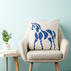 Coussin Décor équestre moderne du Cheval bleu