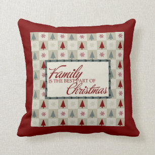 Coussin Décor familial avec arbres rétro et typographie