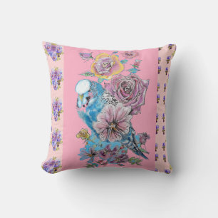 Coussin Décor floral bouddhiste rose bougie peint à la m