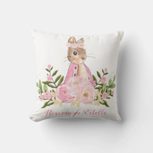 Coussin Décor floral de crèche de bébé de rose de lapin de
