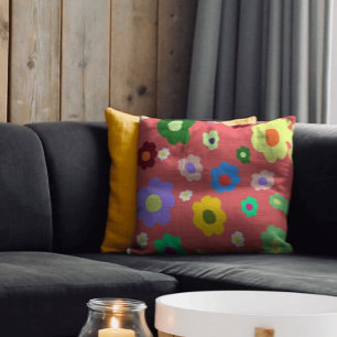 Coussin Décor Floral Fleur de printemps rétro