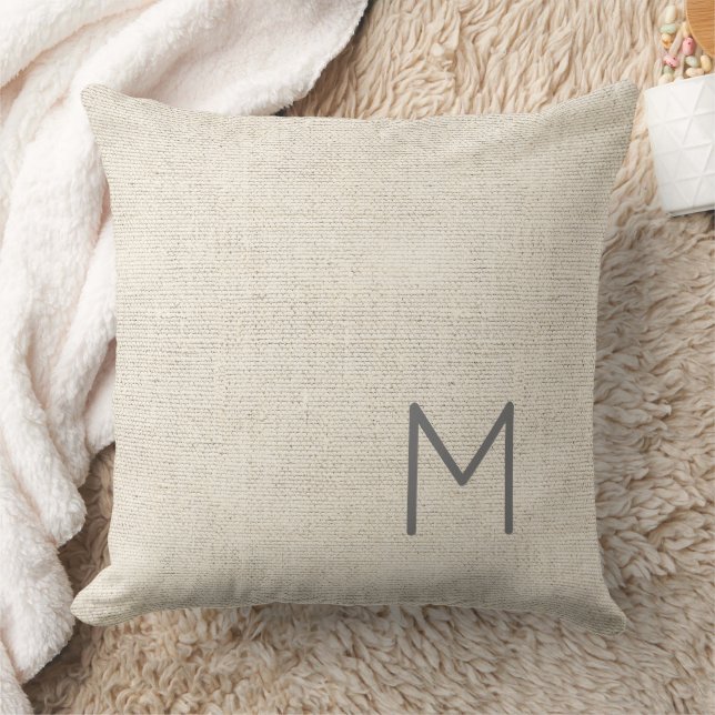 Coussin Décor INITIAL masculin neutre moderne, NOM COMPLET (Couverture)