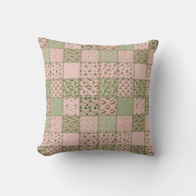 Coussin Décor intérieur rose et vert (Recto)