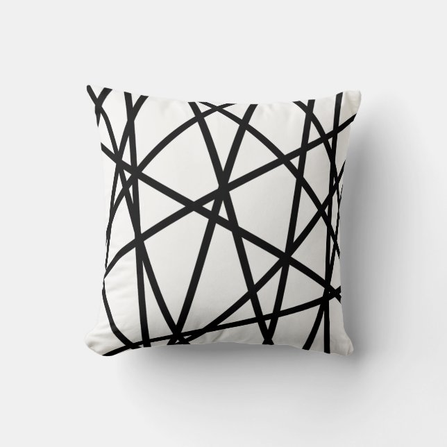 Coussin Décor minimaliste géométrique noir blanc (Recto)