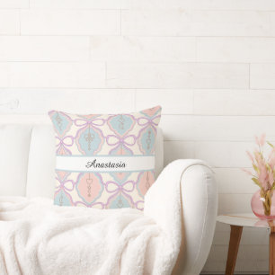 Coussin Décor personnalisé pastel Fille Rose Bleu