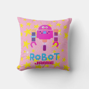 Coussin DÉCOR ROBOT POUR FILLES rose Nommé BEAUCOUP DE Rob