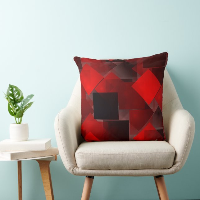Coussin Décor rouge noir abstrait géométrique (Chaise)