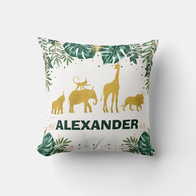 Coussin Décor tropical moderne de crèche de garçon (Recto)