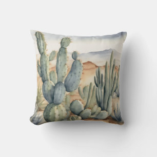 Coussin Décor Western Charm Cactus Aquarelle