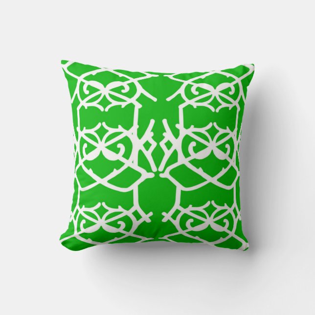 Coussin décorateur de dentelle I en fer vert (Recto)