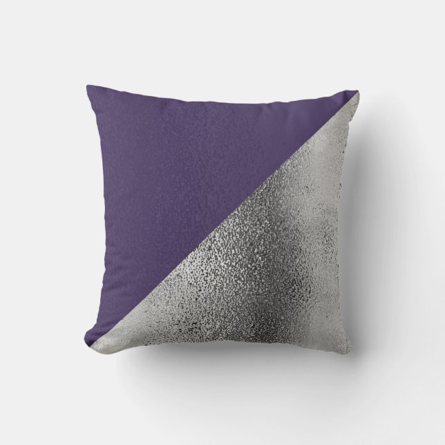 Coussin Décorateur métallique violet et argenté (Recto)