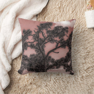 Coussin décoratif 16” Silhouette de pins et palmie
