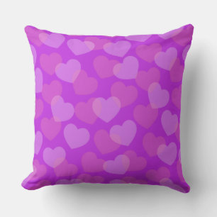 Coussin décoratif à coeurs roses vifs