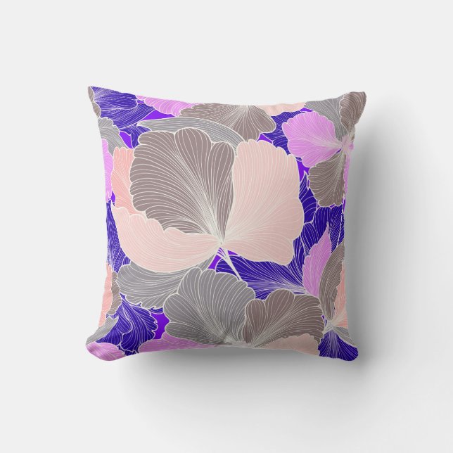 Coussin décoratif à coque en torchère violet (Recto)