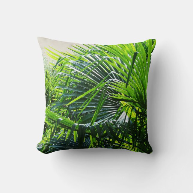 Coussin décoratif à feuilles de palmier tropicales (Recto)