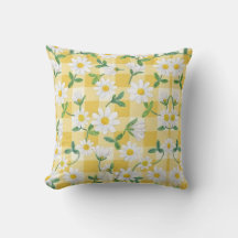 Coussin décoratif à fleurs de marguerite jaune à c
