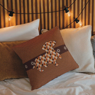 Coussin décoratif à motif carreaux et faux tricot 