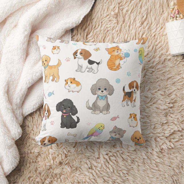 Coussin décoratif à motif d'animaux mignons (Couverture)