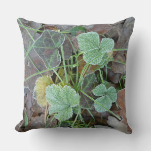 Coussin décoratif à motif de feuilles gelées