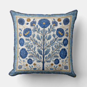 Coussin décoratif à motif floral et arbre