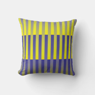 Coussin décoratif à motif rayé jaune violet