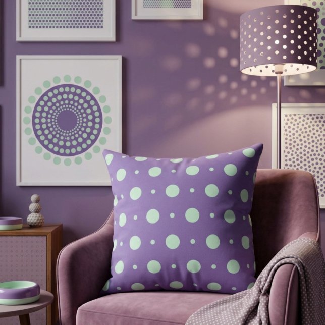 Coussin décoratif à pois sarcelle – Vibes rétro vi (Créateur téléchargé)