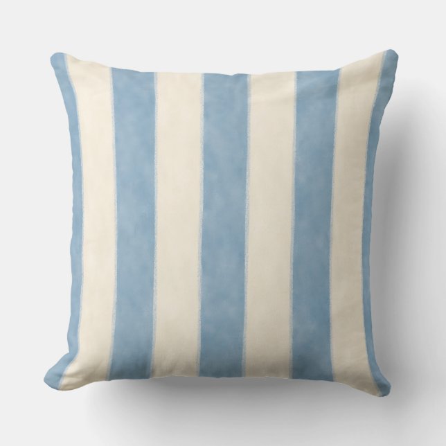 Coussin décoratif à rayures bleues (Recto)