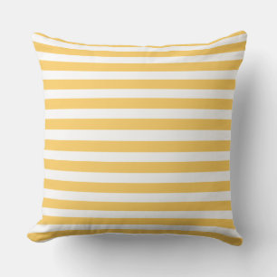 Coussin décoratif à rayures jaunes et blanches